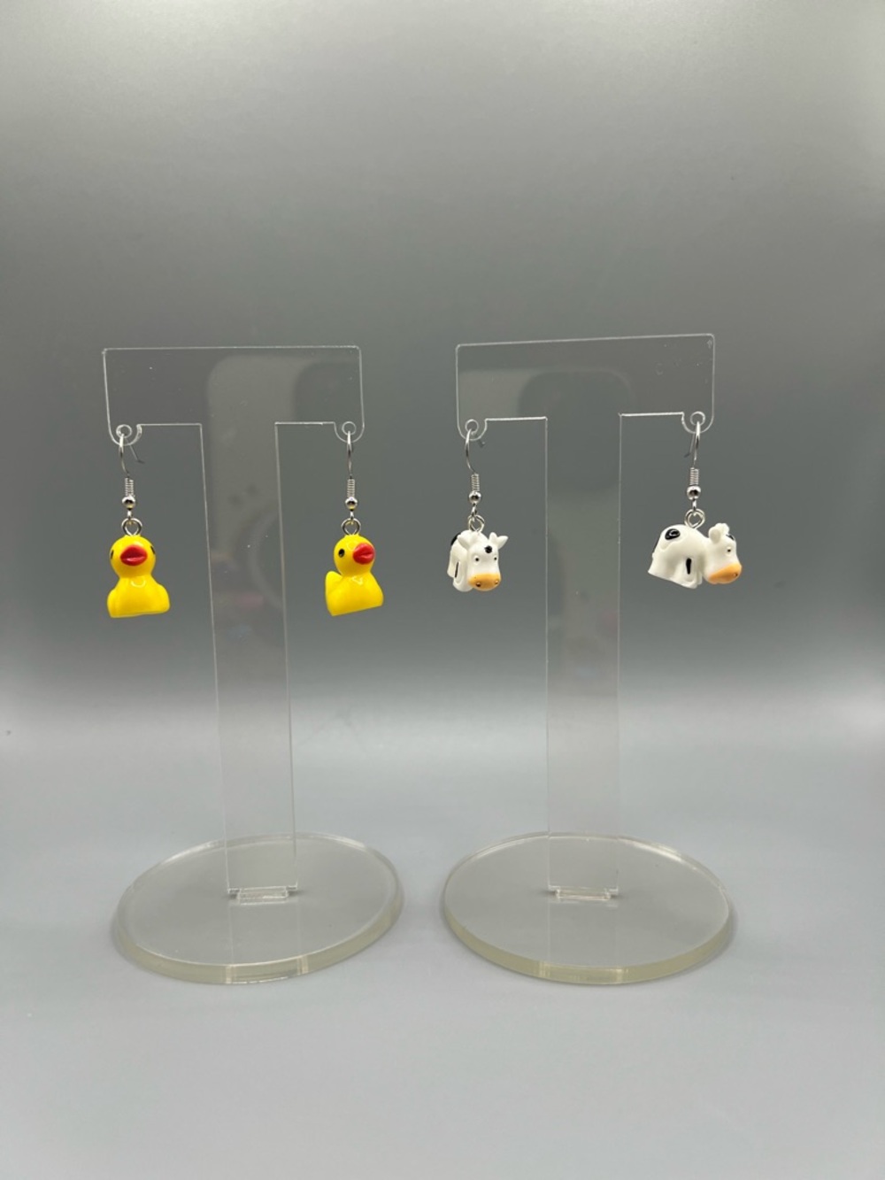 Cute Duck & Cow Dangle Earrings - Handmade #E0221C